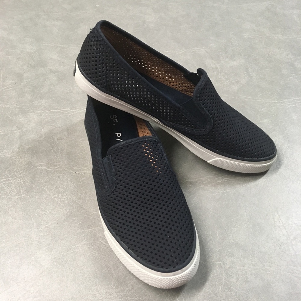 Sperry Topsider Perforated Navy Slip-on Sneakers